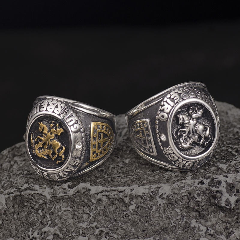Lindo anel de São Jorge em aço inoxidável joia pra vida toda   Condição: 100% novo