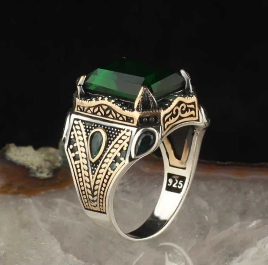 Anel Turco em prata esterlina 925 com pedra principal zircão joia muito linda