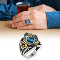Maravilhoso anel Turco em prata esterlina 925 com pedra Topázio uma joia perfeita  . 