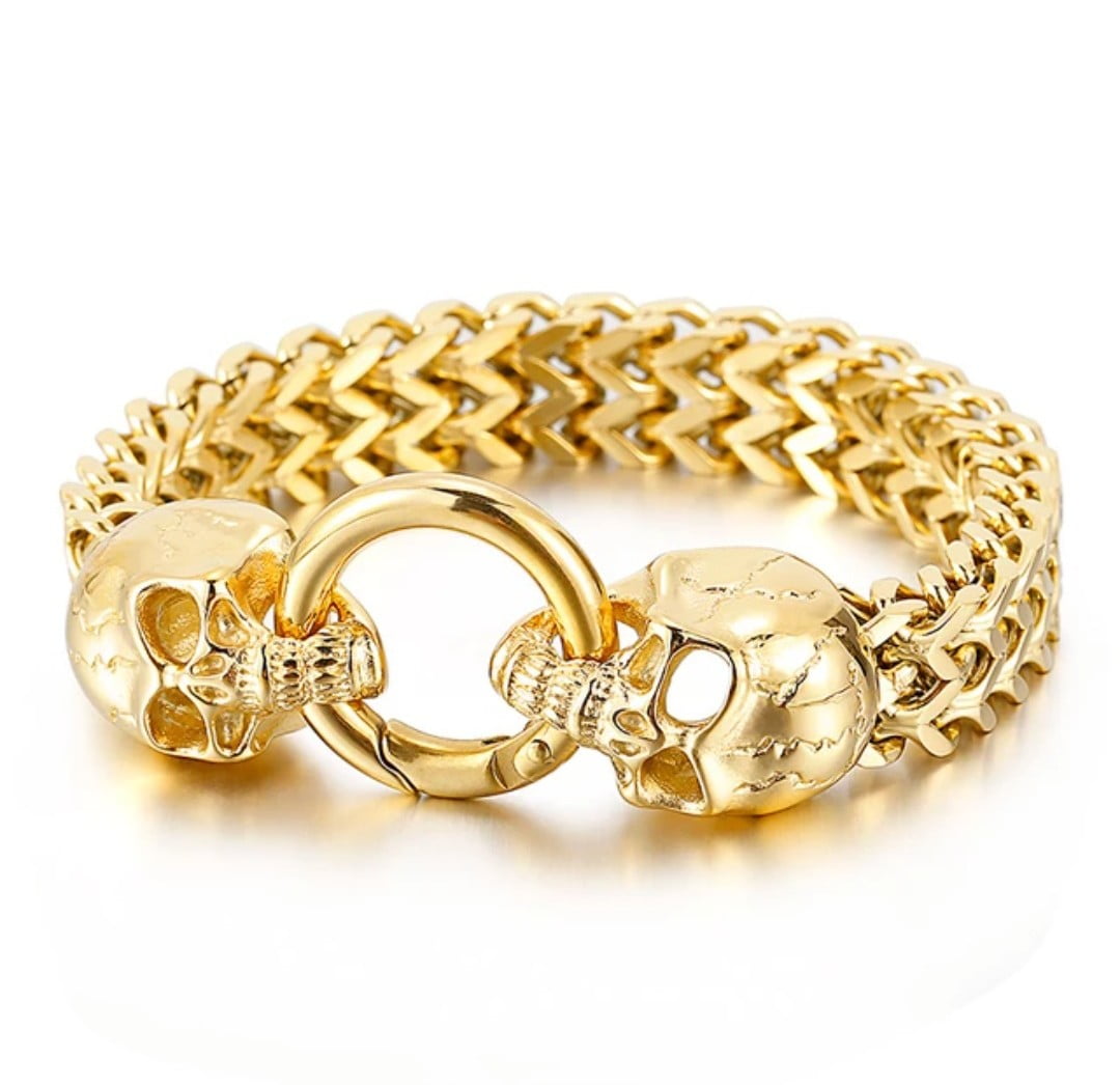 Lindo bracelete de caveira cranio em aço inoxidável 316L joia para a vida toda 