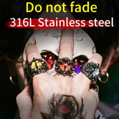 #Anel masculino+ jóias em Aço Inoxidável 316L /garra com olho em pedra Zircon 