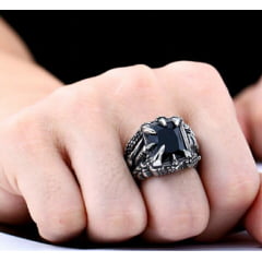Anéis masculino garra de dragão/ Aço Inoxidável 316l/ Pedra zircão