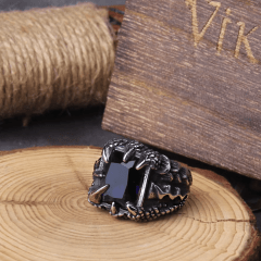 Anéis masculino garra de dragão/ Aço Inoxidável 316l/ Pedra zircão