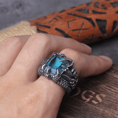 Anéis masculino garra de dragão/ Aço Inoxidável 316l/ Pedra zircão
