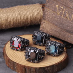 Anéis masculino garra de dragão/ Aço Inoxidável 316l/ Pedra zircão 