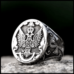 Lindo anel em aço inoxidável com brasão da poderosa Russía 