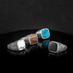 Nova coleção anéis masculinos em aço inoxidável 316L com pedra joia pra vida toda  Condição: 100% novo