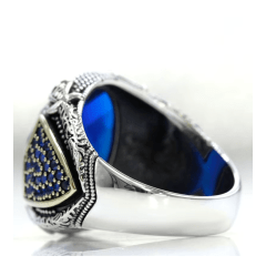 Anel artesanal de prata 925 estilo turco com pedra Zircão natural joia linda perfeita, para homens de bom gosto.