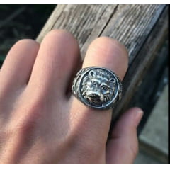 Anel leão em prata 925 fino acabamento linda joia para uma vida toda 