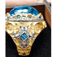 Lindo anel masculino em prata 925 com pedra Topázio um luxo joia maravilhosa .