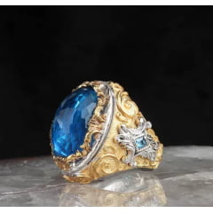 Lindo anel masculino em prata 925 com pedra Topázio um luxo joia maravilhosa .