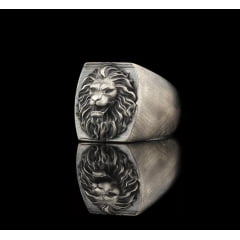 Anel Turco leão em prata 925 fino acabamento linda joia 