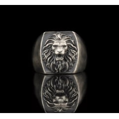 Anel Turco leão em prata 925 fino acabamento linda joia