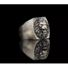 Anel Turco leão em prata 925 fino acabamento linda joia