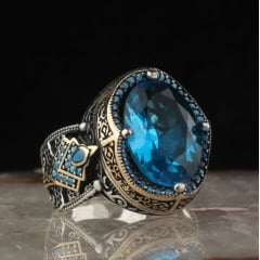 Lindo anel Turco em prata esterlina 925 com pedra principal Topázio  uma joia unica 