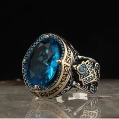 Lindo anel Turco em prata esterlina 925 com pedra principal Topázio  uma joia unica