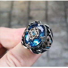 Maravilhoso anel Turco em prata esterlina 925 com pedra Topázio uma joia perfeita 