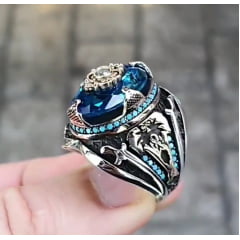 Maravilhoso anel Turco em prata esterlina 925 com pedra Topázio uma joia perfeita  . 