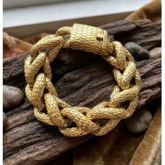 Lindo bracelete de 18mm estilo pele de cobra em aço inoxidável 316L