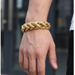 Lindo bracelete de 18mm estilo pele de cobra em aço inoxidável 316L