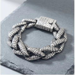 Lindo bracelete de 18mm estilo pele de cobra em aço inoxidável 316L