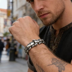 bracelete Vikings Dragon em aço inoxidável 316L alta qualidade linda joia pra vida toda 