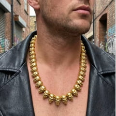 Colar Masculino 23mm Banhado a Ouro 18K Corrente Pesada em Aço Inoxidável 316L 