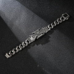 Bracelete nórdico brasão cruz em aço inoxidável 316L joia pra vida todo 