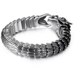 Luxuoso bracelete de dragão em aço titânio joia pra uma vida toda 