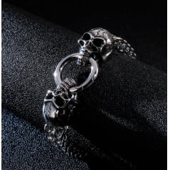 Lindo bracelete de caveira cranio em aço inoxidável 316L joia para a vida toda 