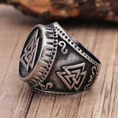Anel masculino runas valknut Vikings anel em aço inoxidável 316L