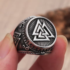 Anel masculino runas valknut Vikings anel em aço inoxidável 316L