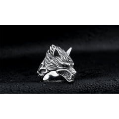 Anel vikings cabeça de lobo feros em aço inoxidável 316L alta qualidade 