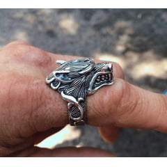 Anel vikings cabeça de lobo feros em aço inoxidável 316L alta qualidade 