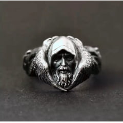 Anel masculino Vikings Odin em aço inoxidável 316L joia para a vida toda .