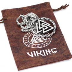 Colar com pingente de dragão viking valknut em aço inoxidável 