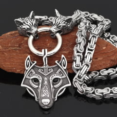 Colar pingente lobo linda joia vikings em aço inoxidável 316L alta qualidade joia para a vida toda