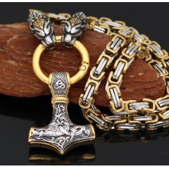 Lindo colar Viking cabeça de leopardo pingente mjolnir Thor em aço inoxidável 316L colar marcante joia perfeita.