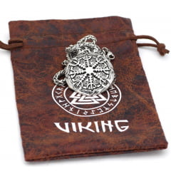 Colar viking runa bússola  Vegvísir  em aço inoxidável 316L