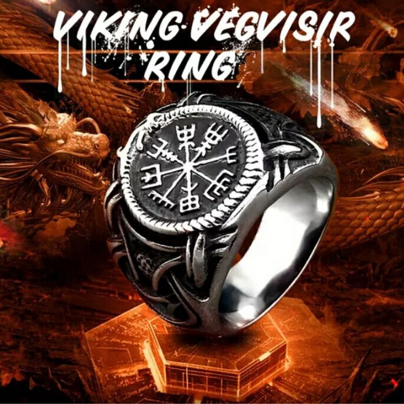Anel nórdico runa vikings em aço inoxidável 316L 