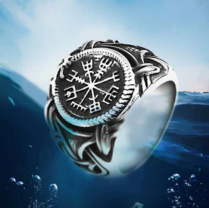 Anel nórdico runa vikings em aço inoxidável 316L 