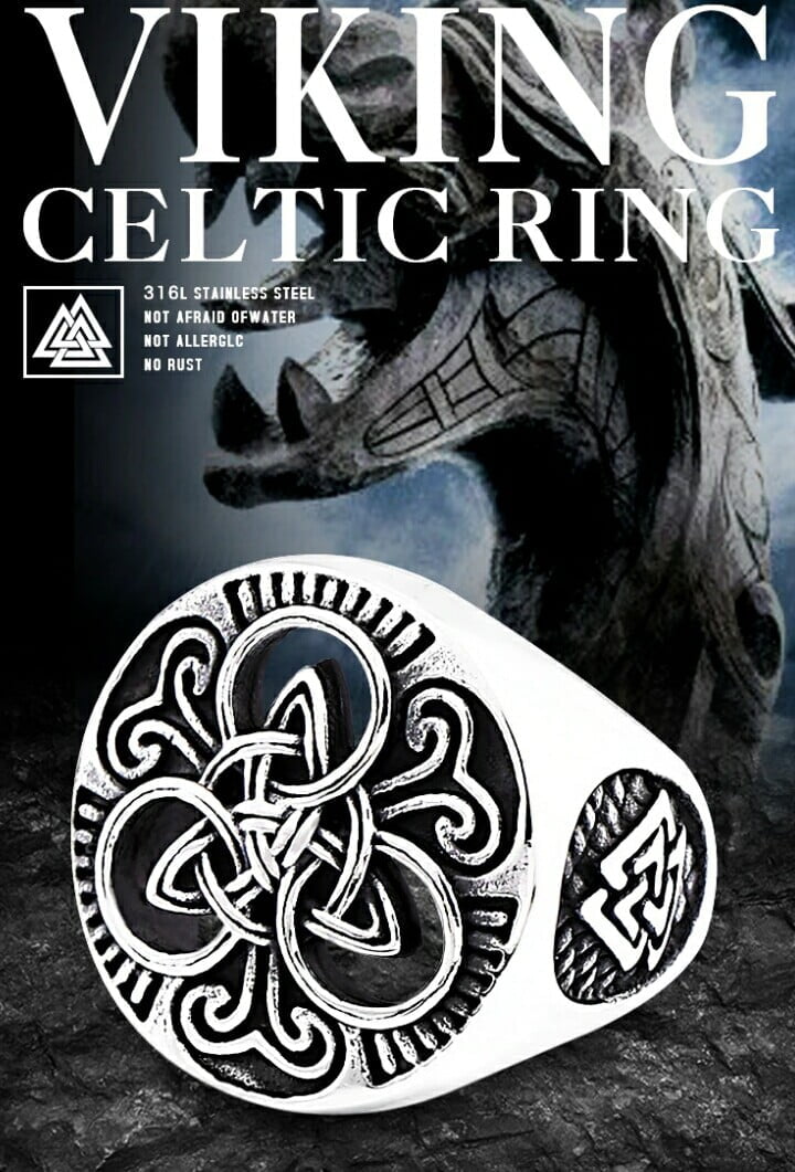 Anel runa Viking em aço inoxidável não enferruja nunca perde o brilho joia pra vida toda