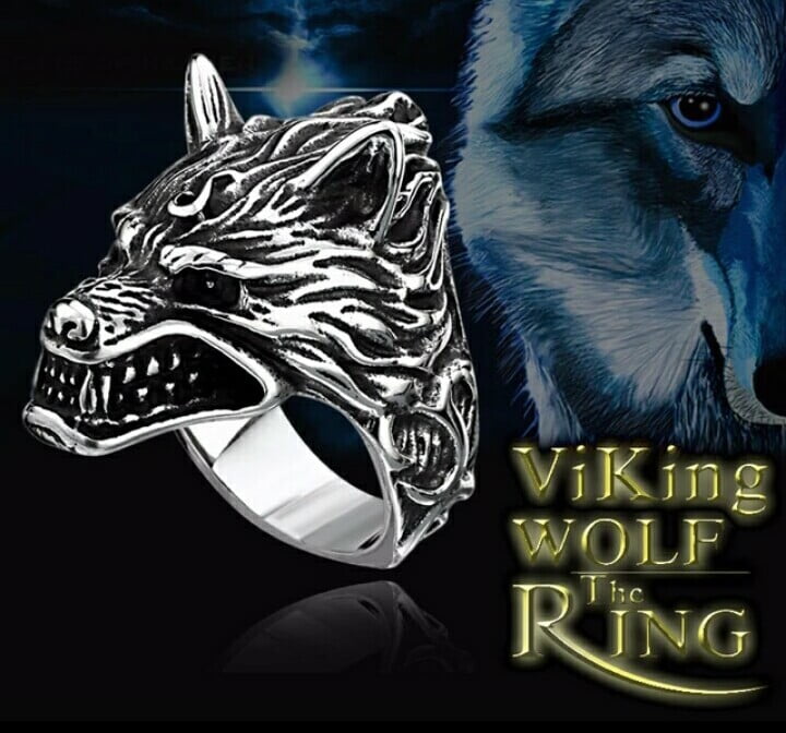 Anel vikings cabeça de lobo feros em aço inoxidável 316L alta qualidade 